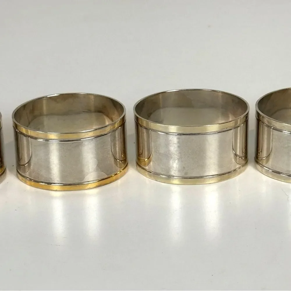 Set of Six Chrome Silver Tone Napkin Rings